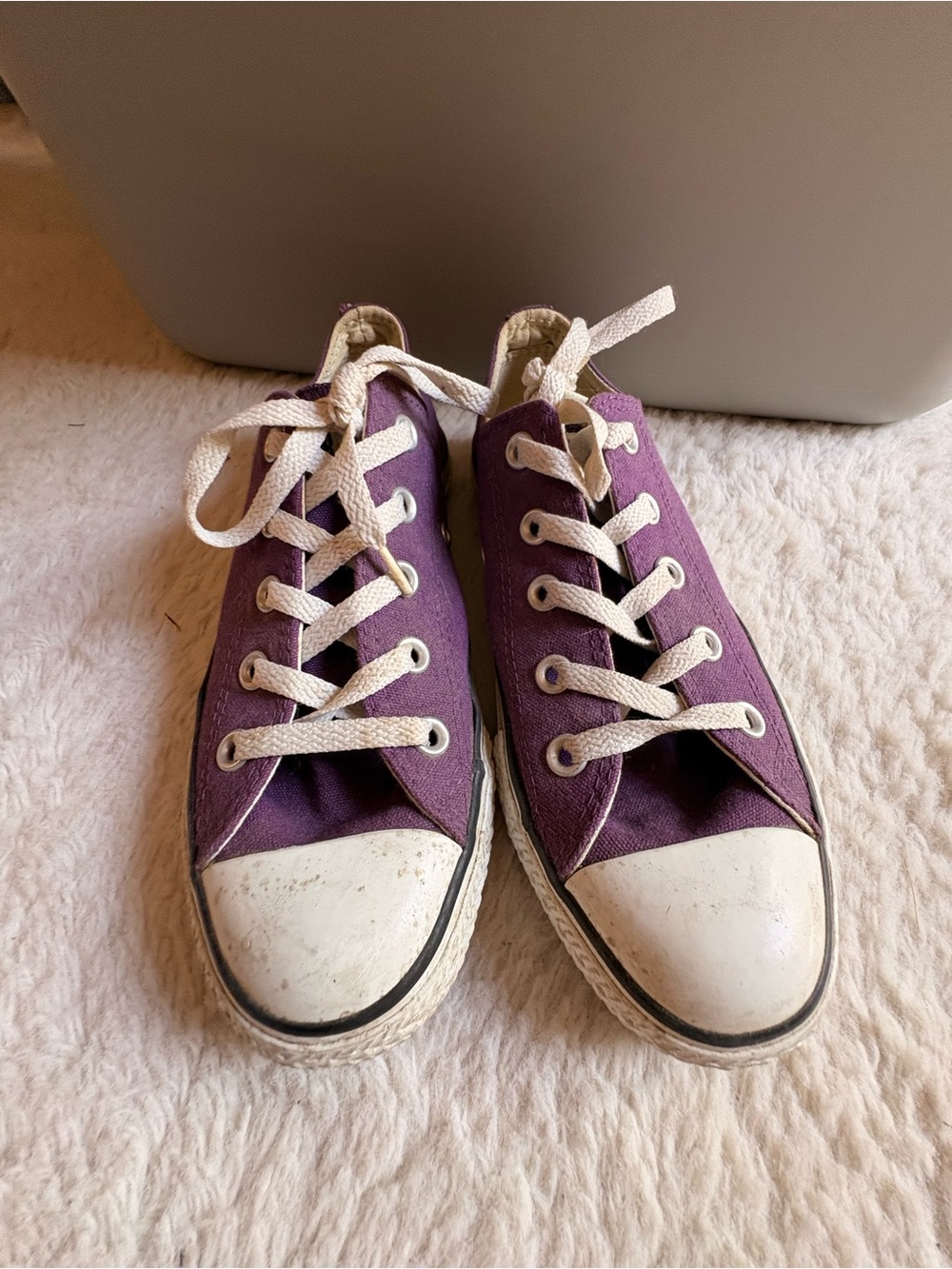 Converse Purple Canvas Low-Top Sneakers with White Laces